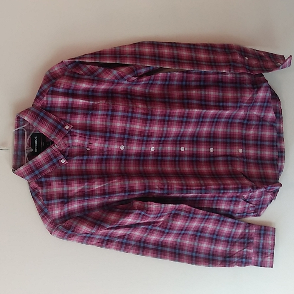 Bonobos button down shirt, pink/blue/white, size M
